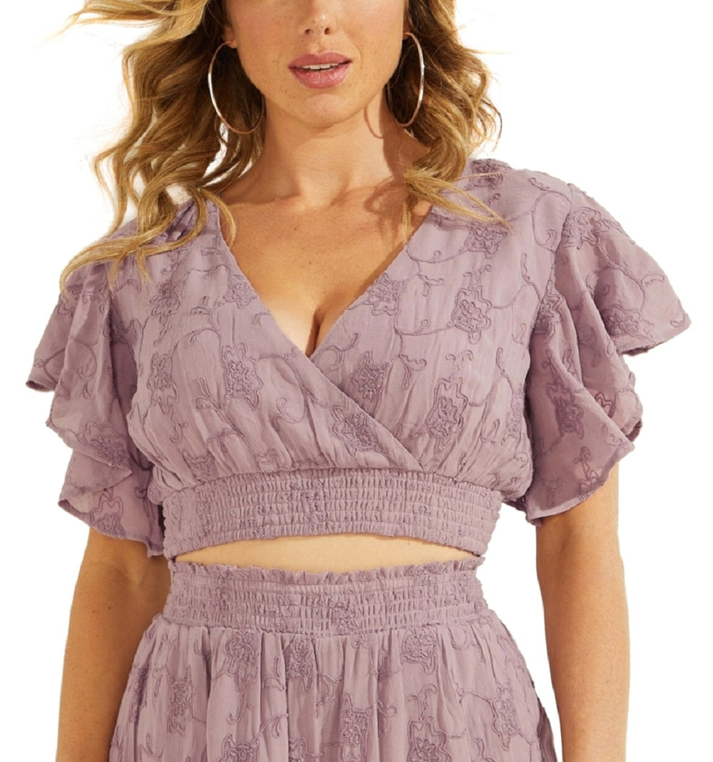 GUESS Women's Dexie Cropped Top Purple Size X-Large