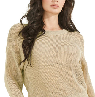 GUESS Women's Kara Open Stitch Sweater Brown Size Medium