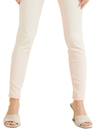 GUESS Women's 1981 Striped Skinny Jeans Pink Size 30X29