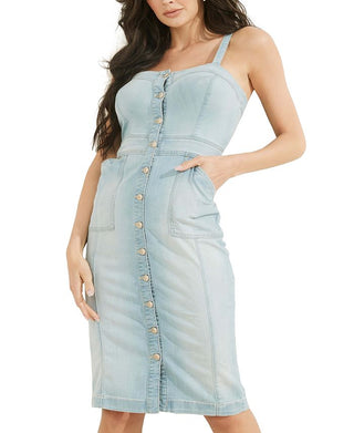 GUESS Women's Puma Denim Dress Blue Size Small