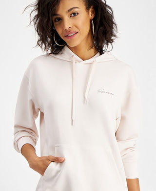 GUESS Women's Effie Metallic Logo Hoodie White Size X-Small