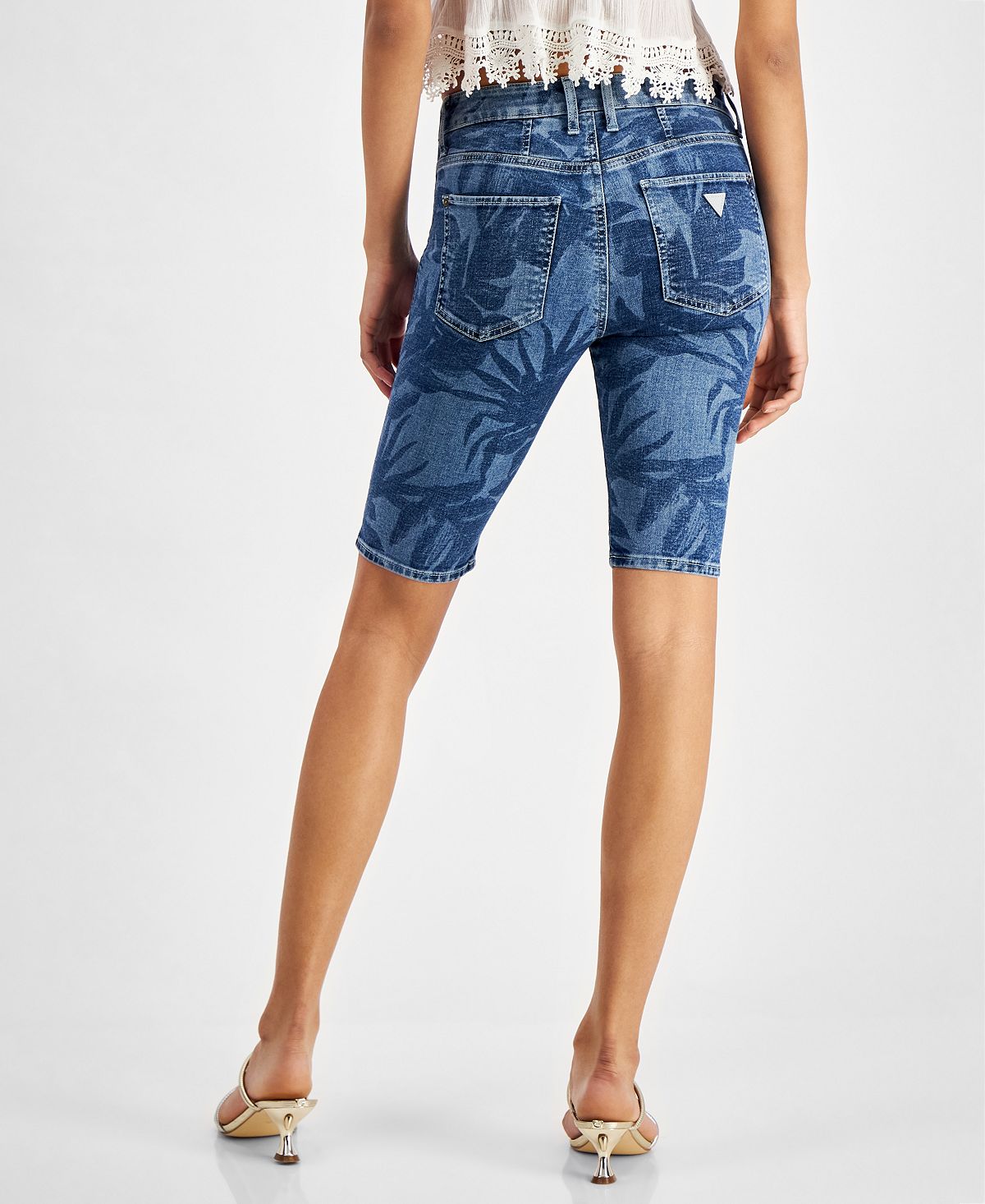 GUESS Women's Mika Denim Bermuda Shorts Blue Size 28