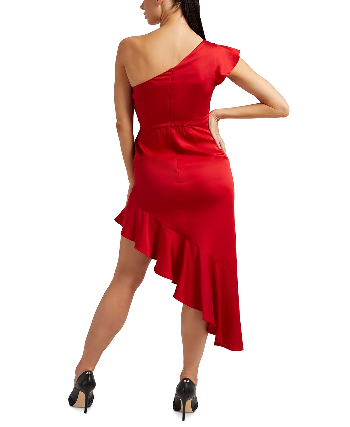 GUESS Women's Ava One Shoulder Asymmetrical Dress Red Size 4