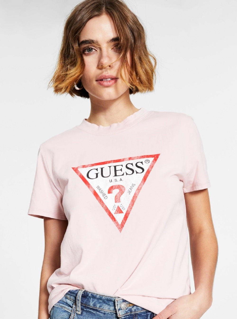 GUESS Women's Logo Graphic T-Shirt Pink Size X-Small