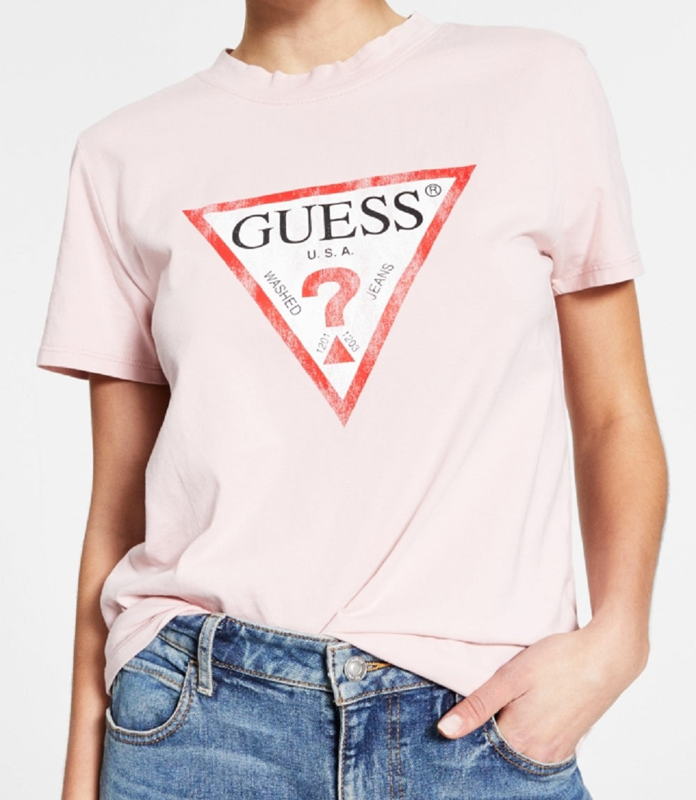 GUESS Women's Logo Graphic T-Shirt Pink Size X-Small