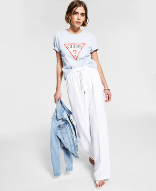 GUESS Women's Classic Fit Logo Graphic T-Shirt Blue Size Small