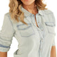 GUESS Women's Riley Denim Shirt Blue Size Small