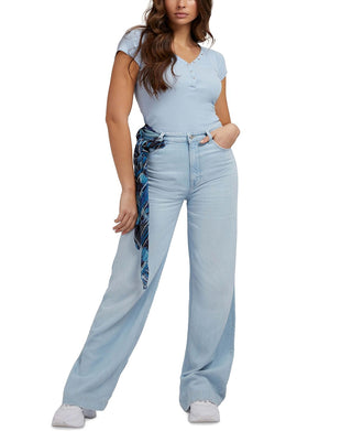 GUESS Women's Super High Wide Leg Jeans Blue Size 25X33