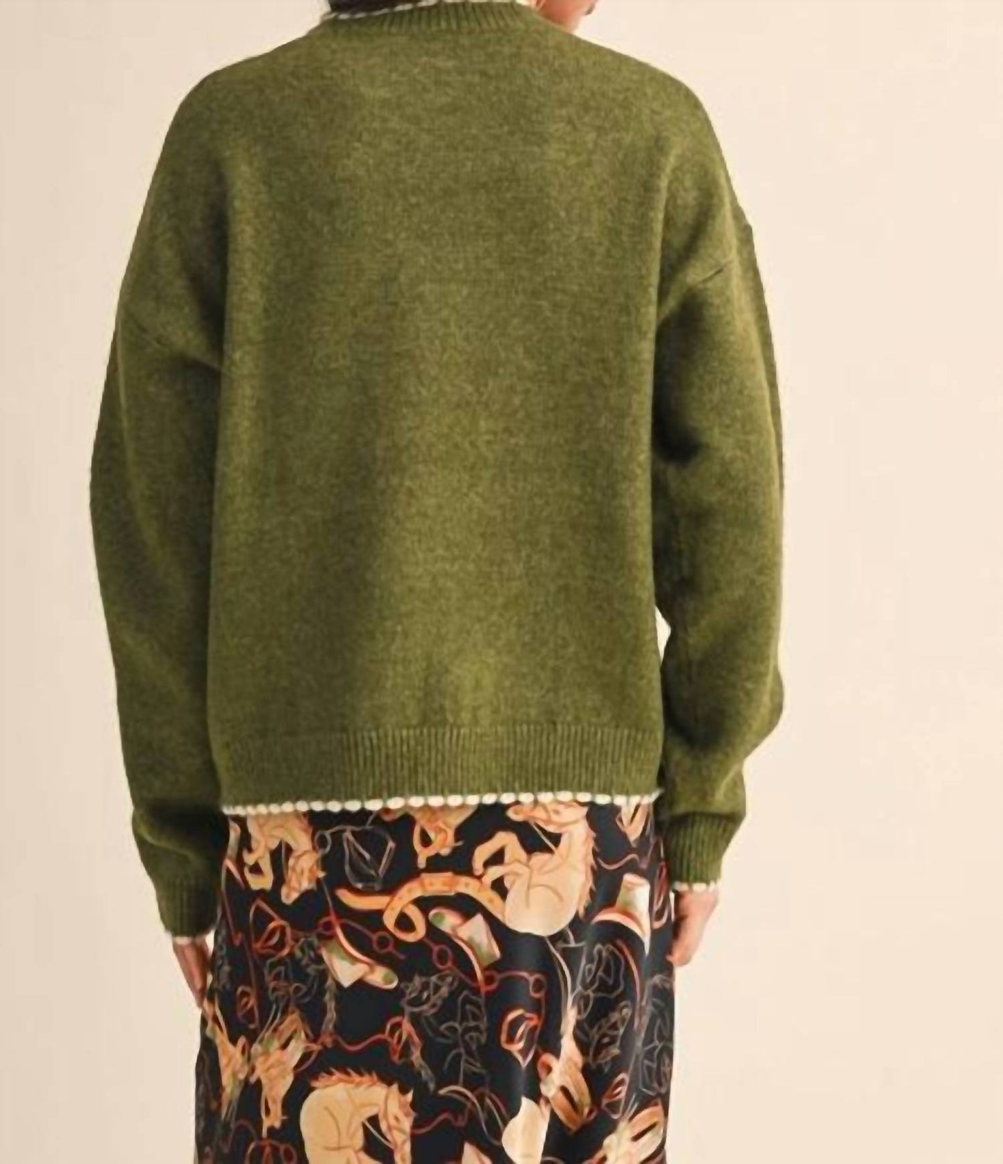 &Merci - Contrast Knit Scalloped Edge Sweater