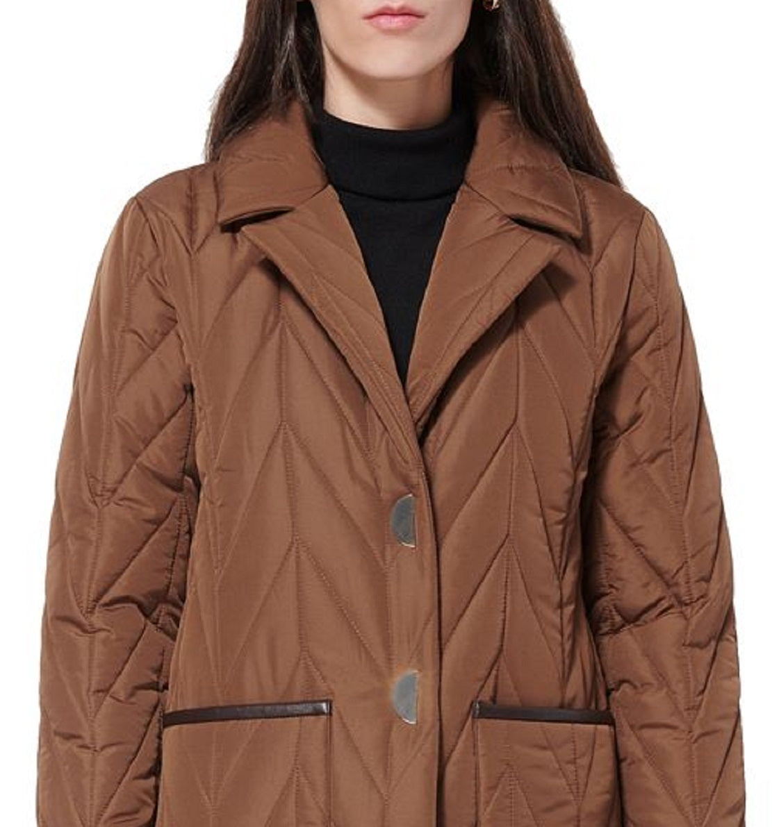 Via Spiga Women's Herringbone Quilted Coat Brown Size X-Small