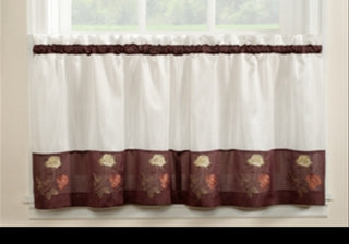CHF & You Rose Kitchen Curtains, Set of 2 or Valance Yellow Size 36-inch