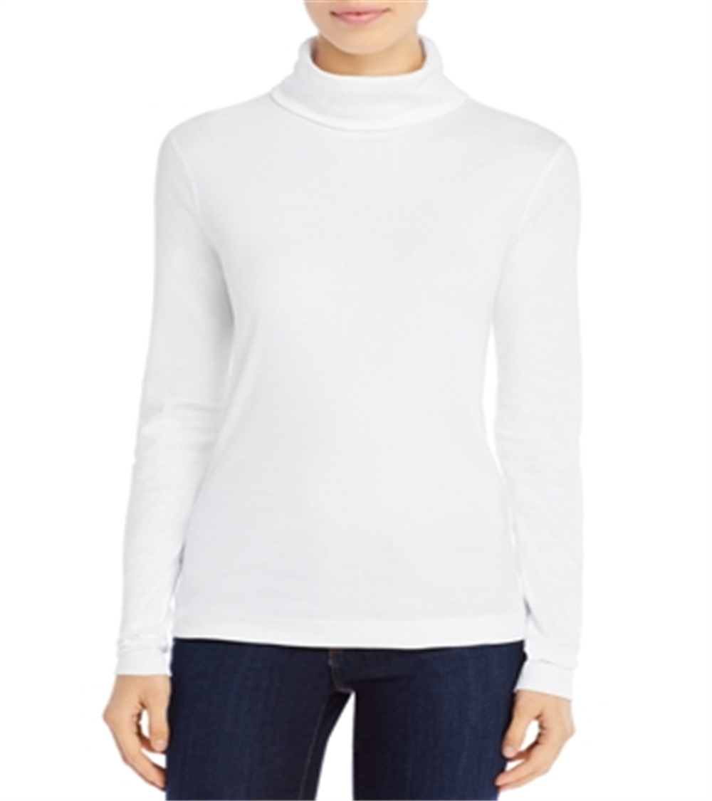 Three Dots Women's Cotton Turtleneck Sweater White Size X-Large