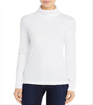 Three Dots Women's Cotton Turtleneck Sweater White Size X-Large