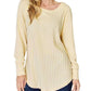 Basic Bae - Chic Ribbed Round Neck Slit Tee