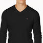 Tommy Hilfiger Men's Signature Solid V Neck Sweater Black Size Small
