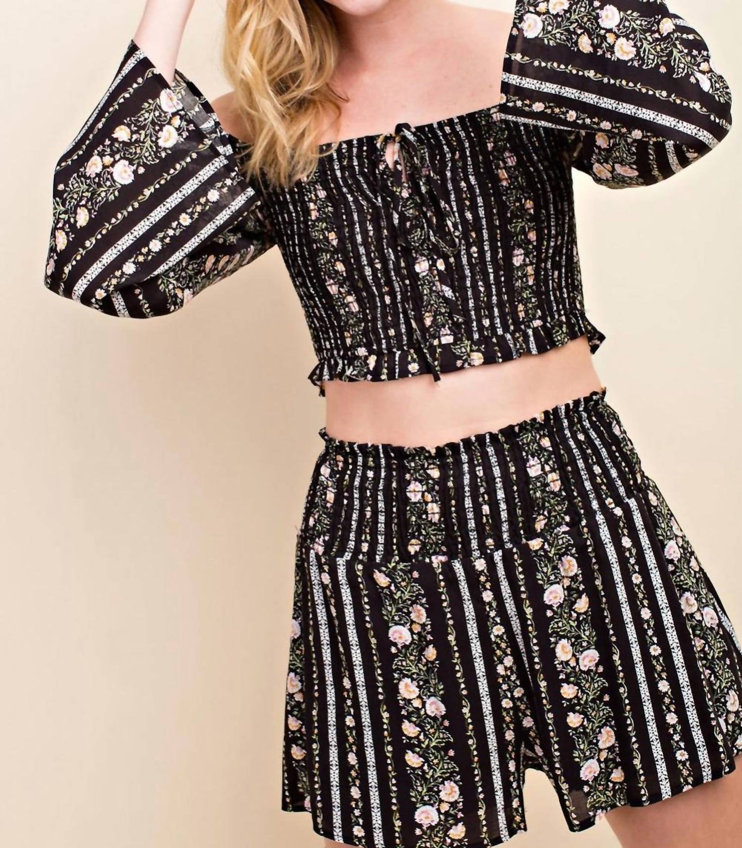 Honey Punch - Floral Smocking Top