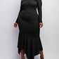 The Curve La - Plus Size Off Shoulder Metallic Knit Dress With Slit