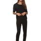 Felina Women's Black Rolled Sleeve Tee w/ Jogger Set Size Small