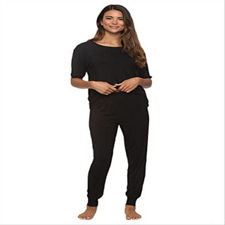 Felina Women's Black Rolled Sleeve Tee w/ Jogger Set Size Small