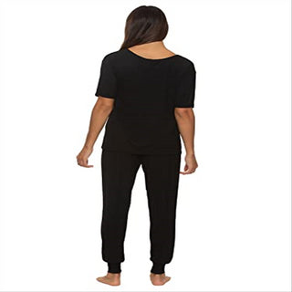 Felina Women's Black Rolled Sleeve Tee w/ Jogger Set Size Small
