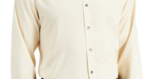 Alfani Men's Slim Fit 4 Way Stretch Geo Print Dress Shirt Beige Size 32X33