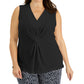 Alfani Women's Twisted Tank Top Black Size 2X