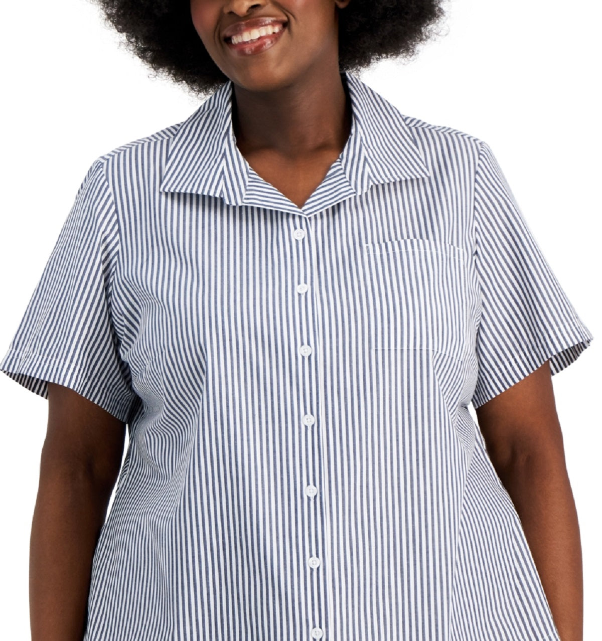 Karen Scott Women's Striped Shirt Blue Size 3X