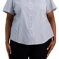 Karen Scott Women's Striped Shirt Blue Size 3X