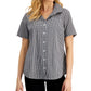 Karen Scott Women's Gingham Woven Shirt Black Size Petite Large