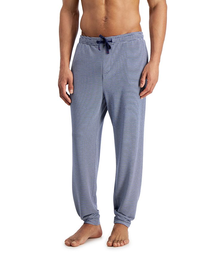 Club Room Men's Lightweight Striped Jogger Pajama Pants Blue Size X-Large