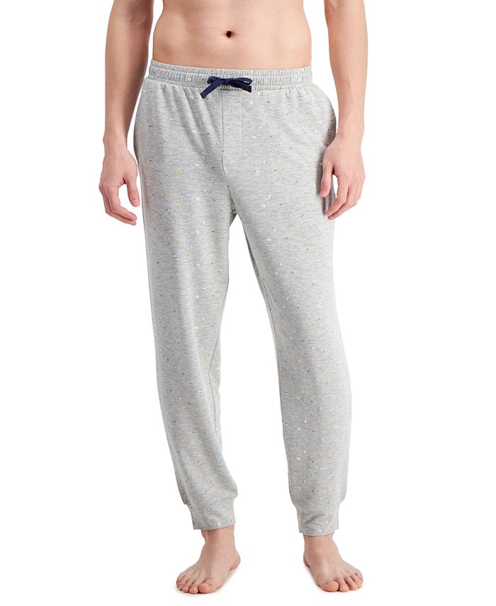 Club Room Men's Lightweight Nautical Flag Print Jogger Pajama Pants Gray Size X-Large