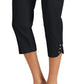 JM Collection Women's Lattice Hem Capri Pants Black Size X-Large