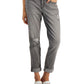 INC International Concepts Women's Mid Rise Ripped Straight Leg Jeans Gray Size 2