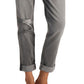INC International Concepts Women's Mid Rise Ripped Straight Leg Jeans Gray Size 2