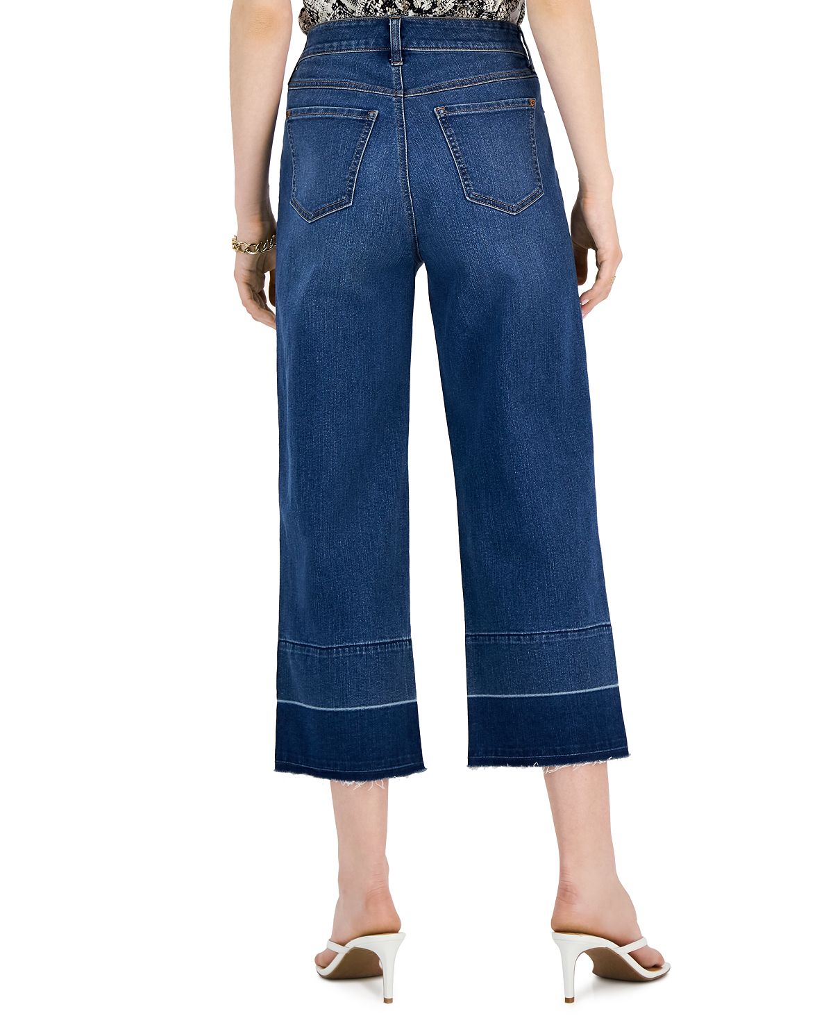 INC International Concepts Women's High Rise Cropped Wide Leg Jeans Blue Size 6