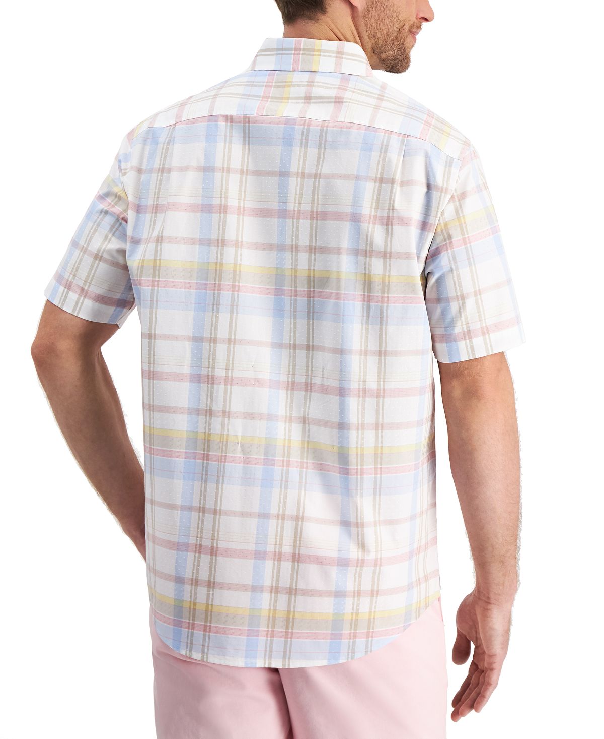 Club Room Men's Plaid Print Shirt White Size Small