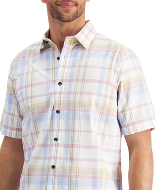 Club Room Men's Plaid Print Shirt White Size Small