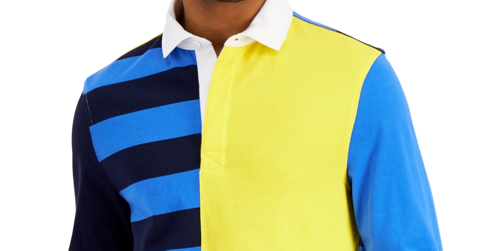 Club Room Men's Regular Fit Colorblocked Stripe Rugby Shirt White Size XX-Large