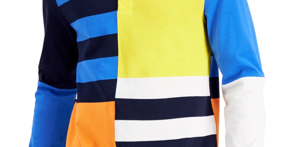 Club Room Men's Regular Fit Colorblocked Stripe Rugby Shirt White Size XX-Large