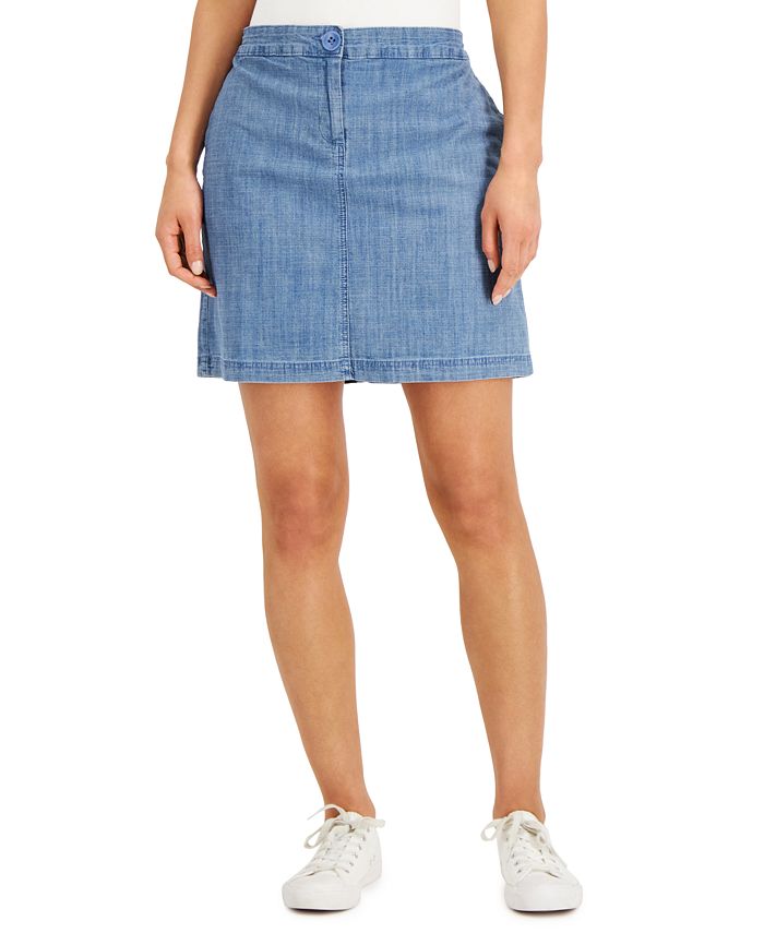 Karen Scott Women's Chambray Skort Blue Size 14 Petite