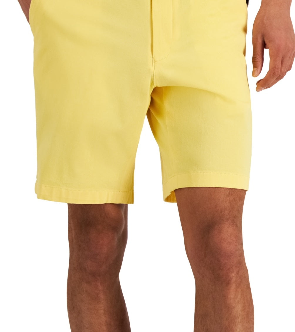 Club Room Men's Regular Fit 9 4 Way Stretch Shorts Yellow