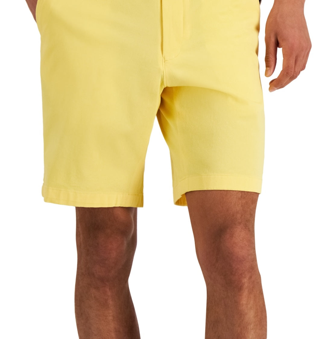 Club Room Men's Regular Fit 9 4 Way Stretch Shorts Yellow