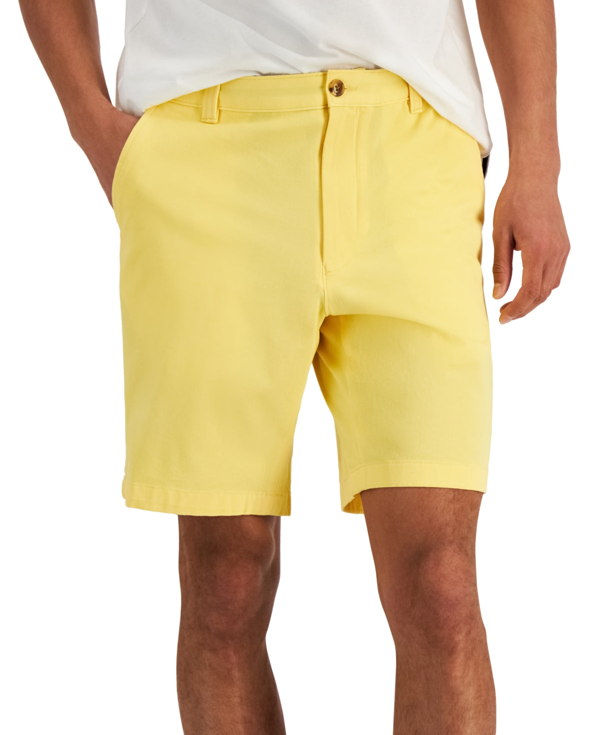 Club Room Men's Regular Fit 9 4-Way Stretch Shorts Yellow Size 40