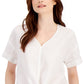 Charter Club Women's Linen Tie Front Top White Size XX-Large