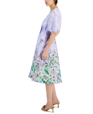 INC International Concepts Women's Printed Cutout Dress Purple Size Large