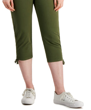 Style & Co Women's Tie Hem Capri Pants Green Size 14