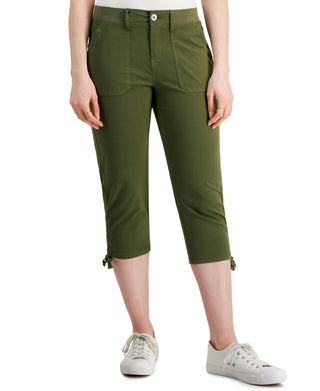 Style & Co Women's Tie Hem Capri Pants Green Size 14