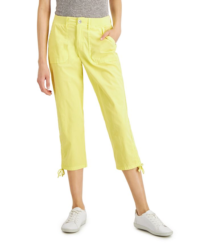 Style & Co Women's Tie Hem Capri Pants Yellow Size 10
