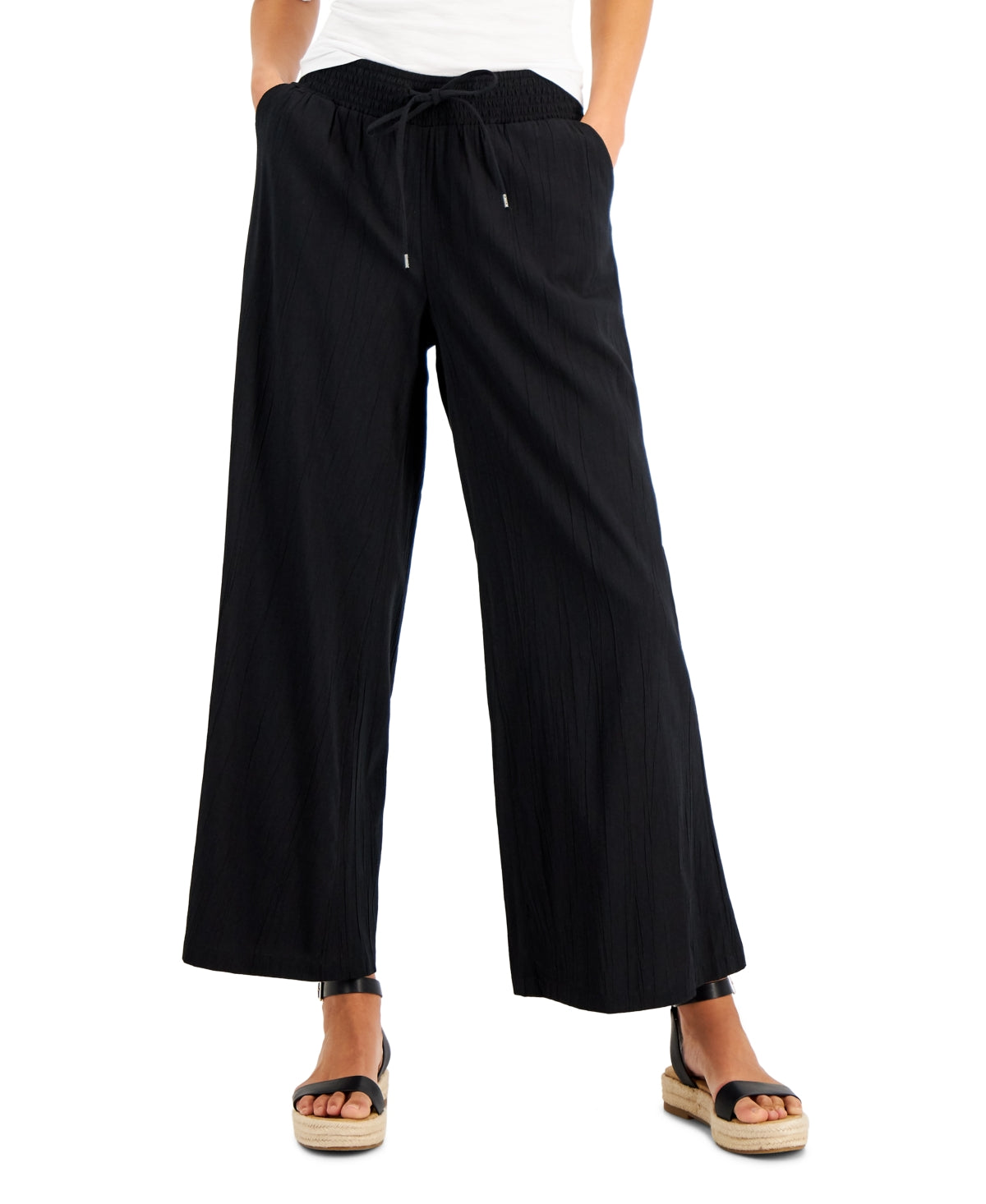 Style & Co Women's Wide Leg Soft Pants Black Size Large