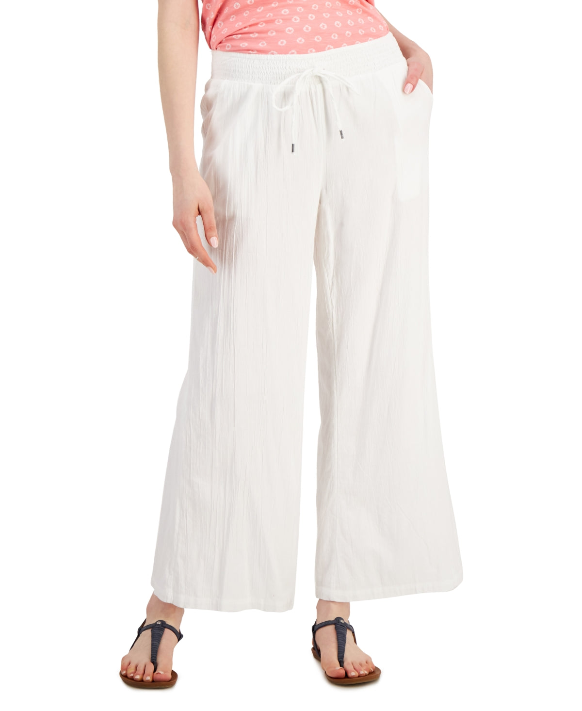 Style & Co Women's Wide Leg Soft Pants White Size Large